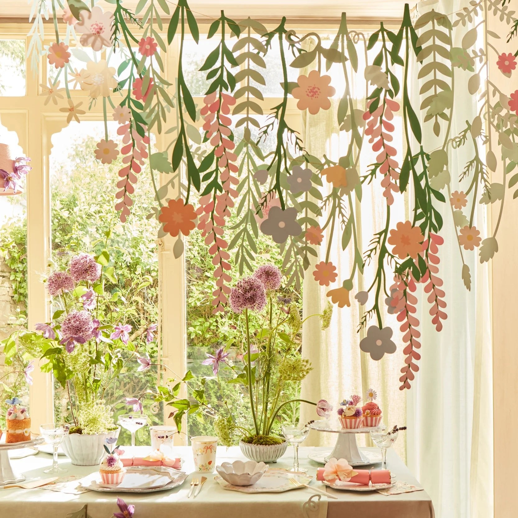 Meri Meri Party Floral Paper Backdrop - bubblegum market