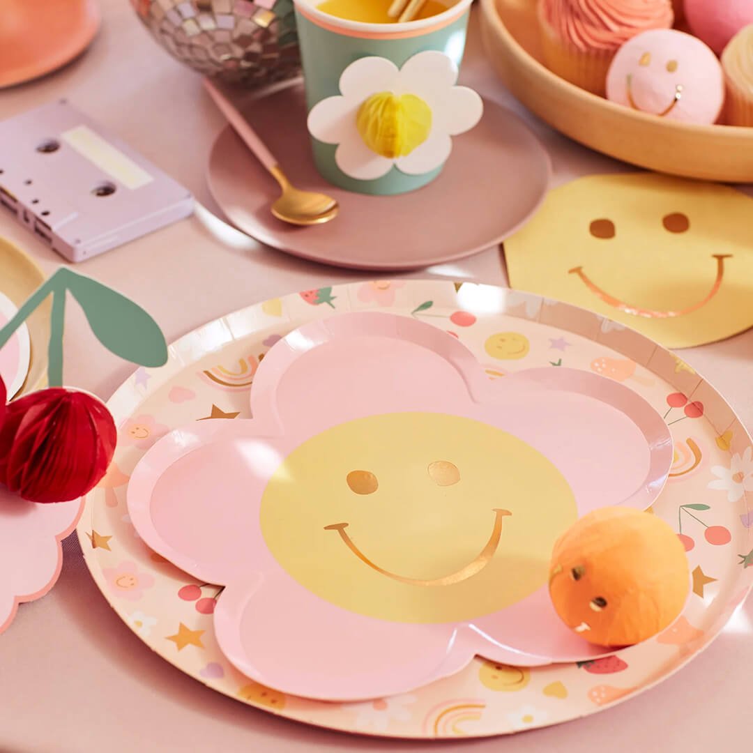Meri Meri Party Happy Face Flower Plates 8.5" - bubblegum market