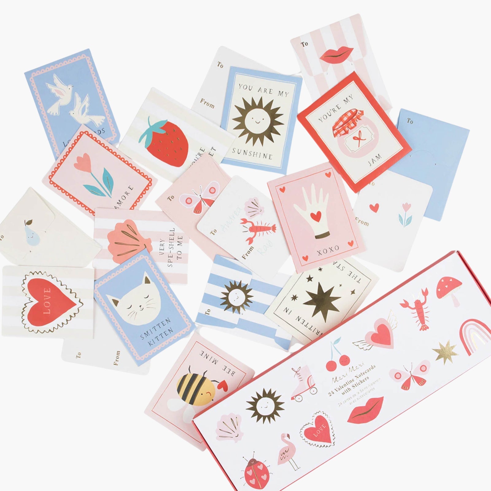 Meri Meri Party Icon Valentine Cards & Stickers Set (24ct) - bubblegum market