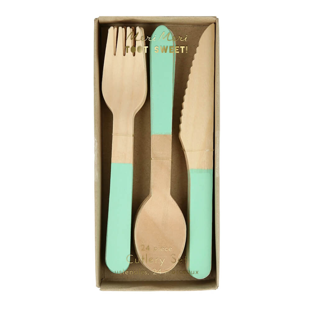 Meri Meri Party Mint Wooden Cutlery Set - bubblegum market