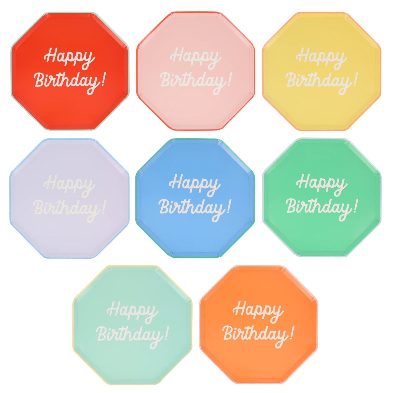 Meri Meri Party Mixed Happy Birthday Side Plates 8.5" - bubblegum market