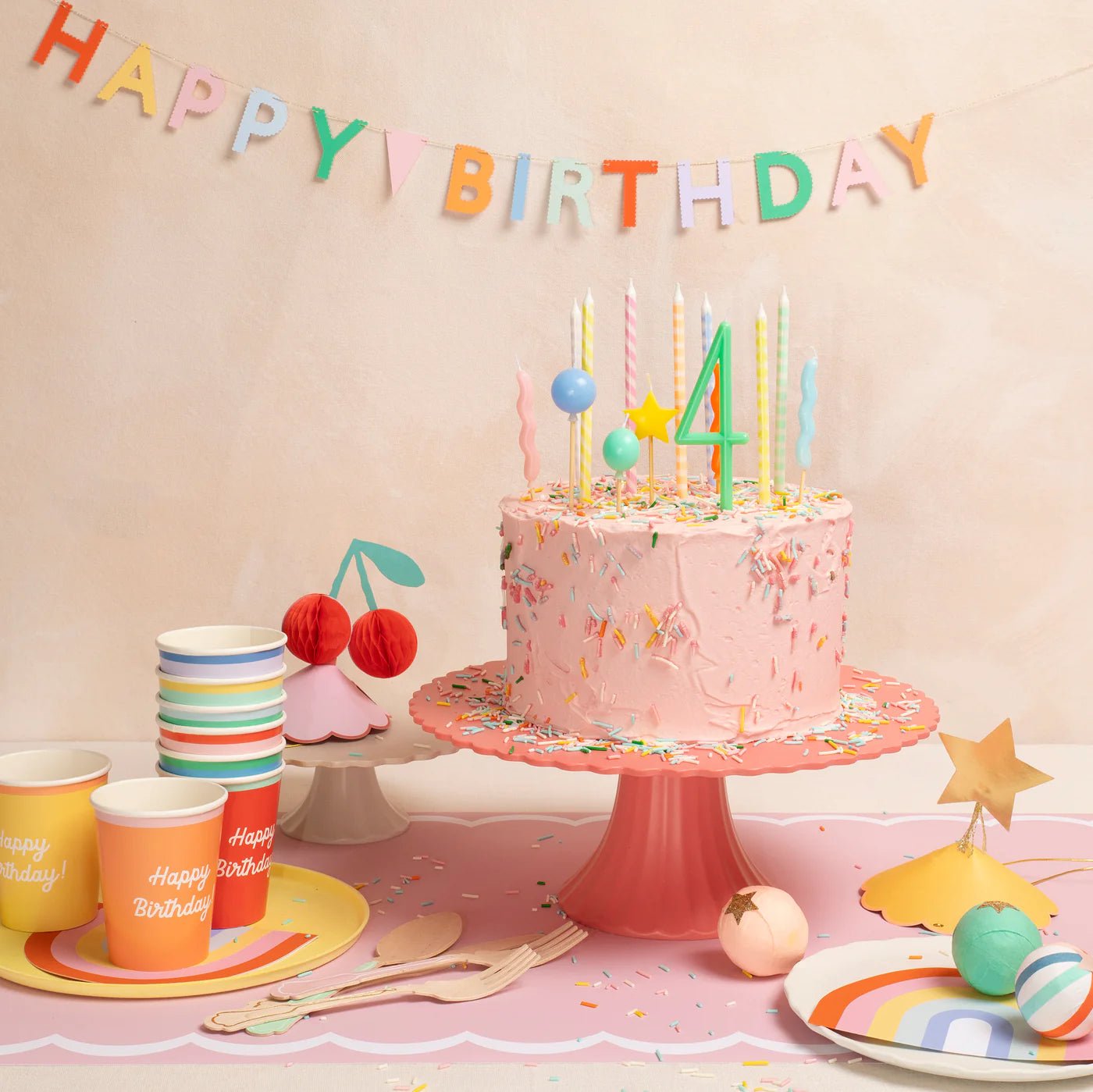 Meri Meri Party Multicolor Mixed Happy Birthday Cups - bubblegum market