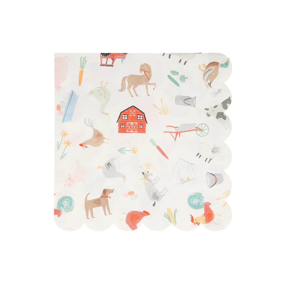 Meri Meri Party On The Farm Large Napkins - bubblegum market