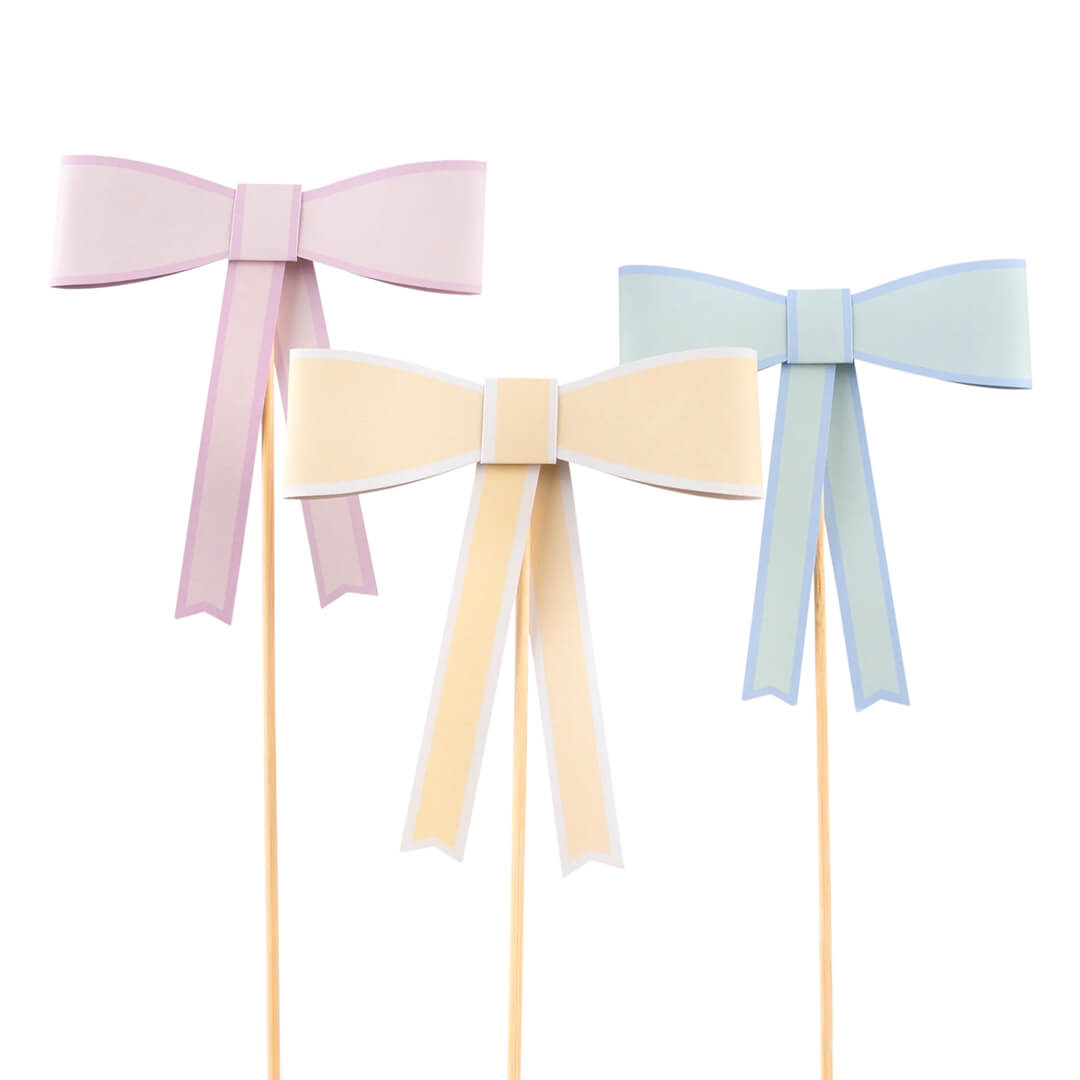 Meri Meri Party Pastel Bow Cake Toppers - bubblegum market