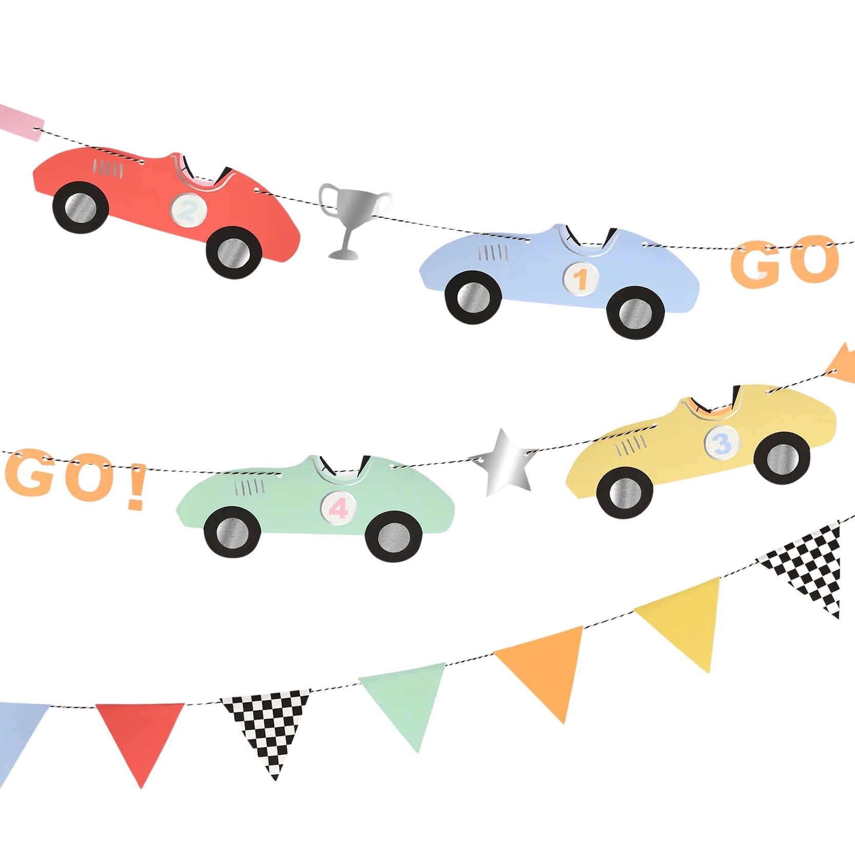 Meri Meri Party Race Car Garland - bubblegum market