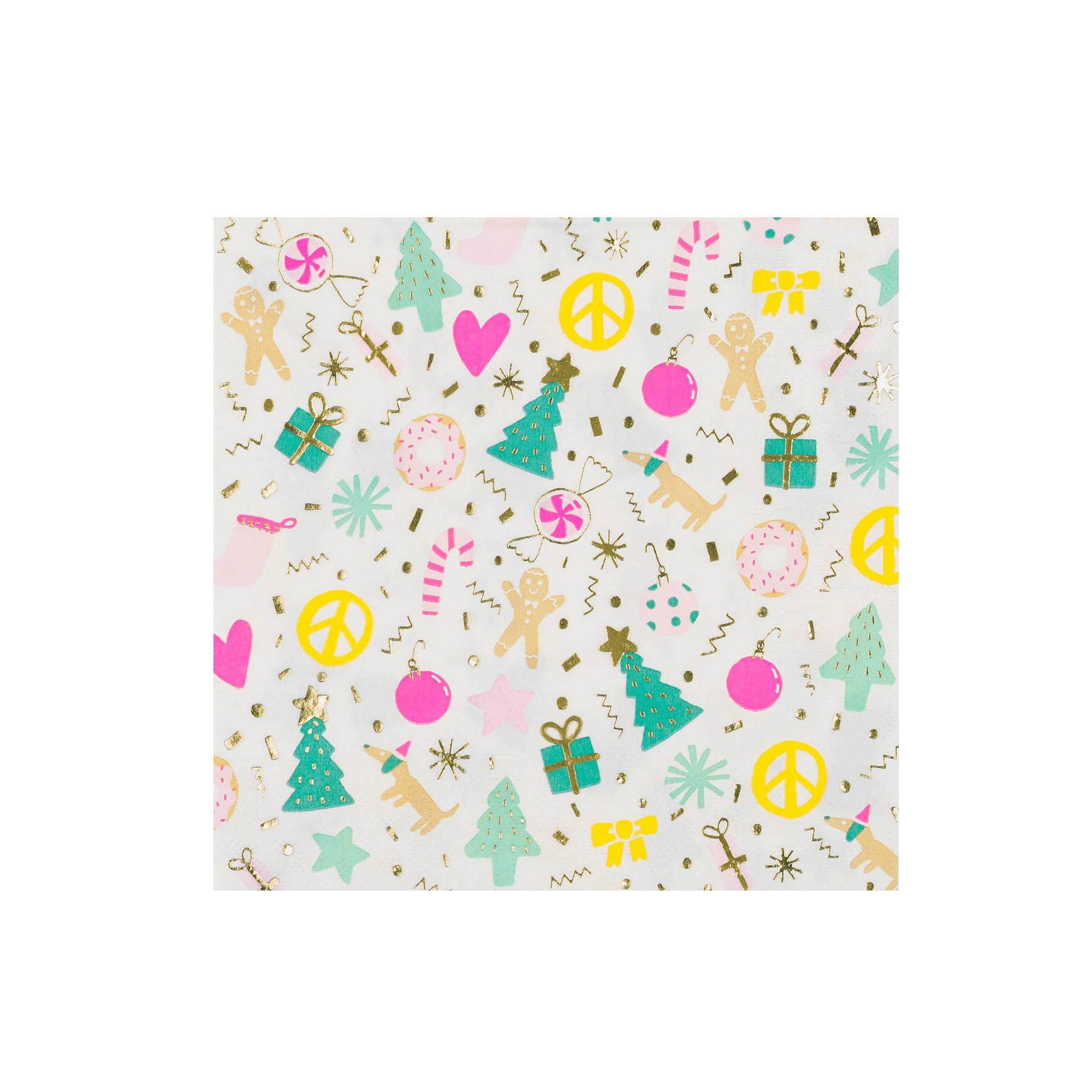 Merry + Bright Christmas Holiday Napkins - bubblegum market