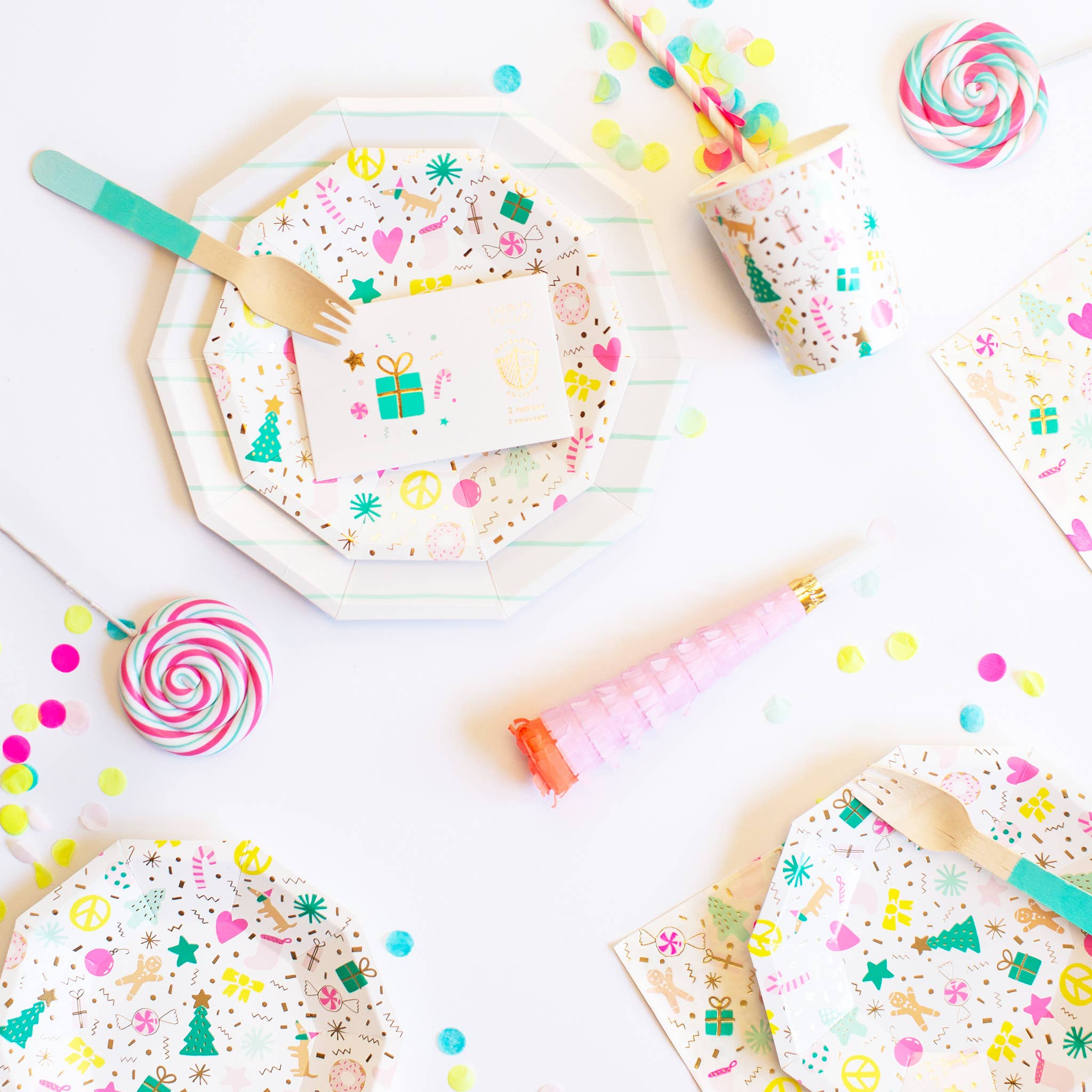 Merry + Bright Temporary Tattoos - bubblegum market