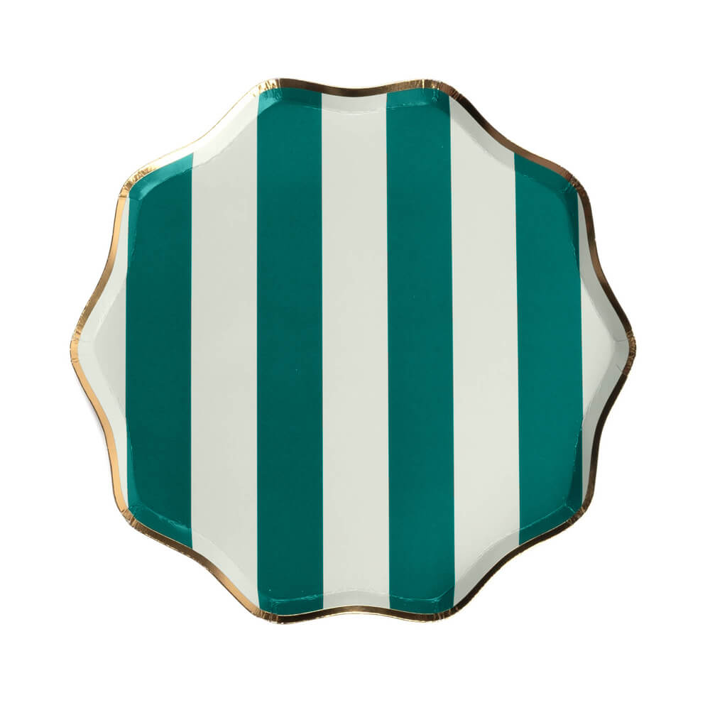 Mint & Green Holiday Stripes Paper Dessert Plates 8.5 - bubblegum market