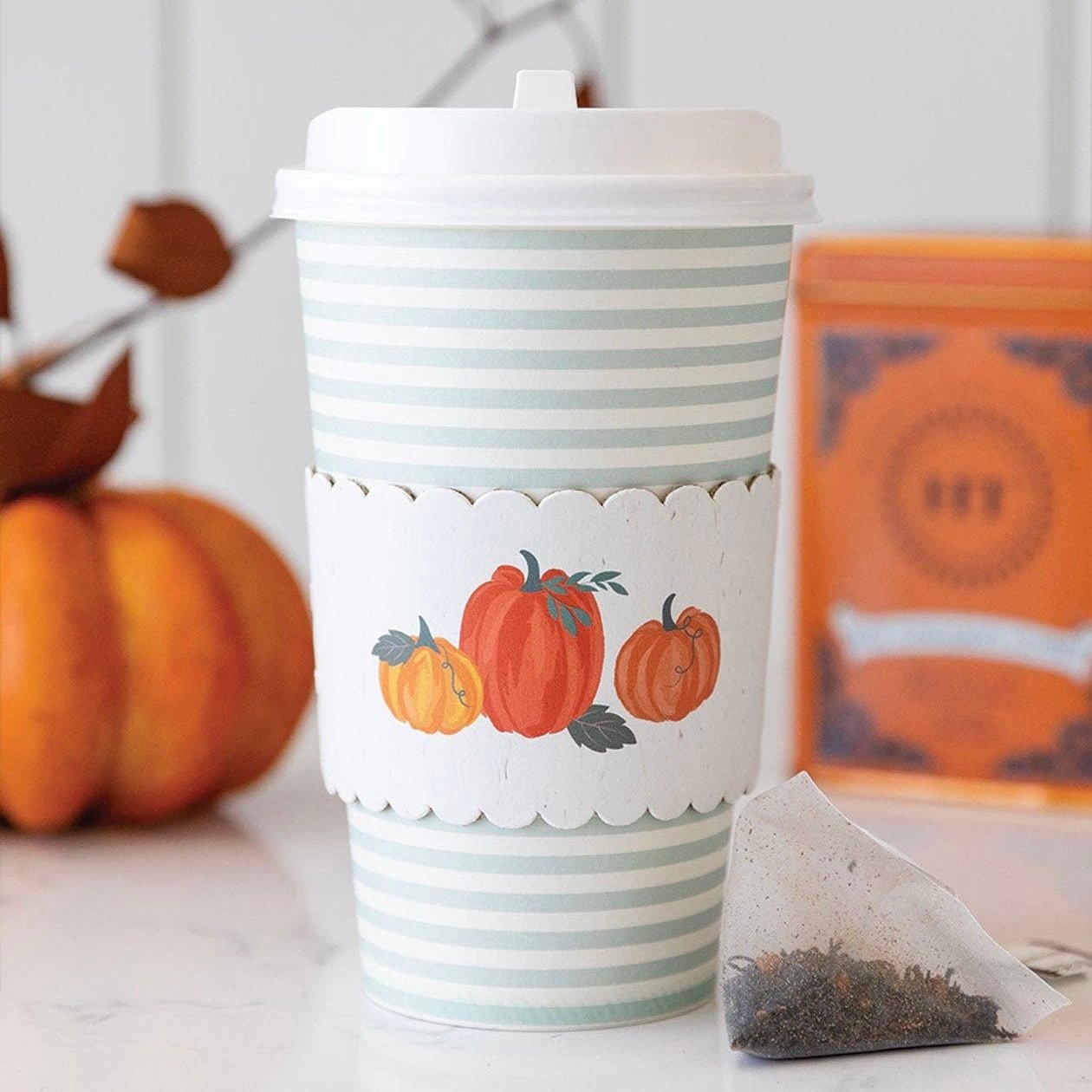 Mint Striped Harvest Pumpkins To - Go Cups - bubblegum market