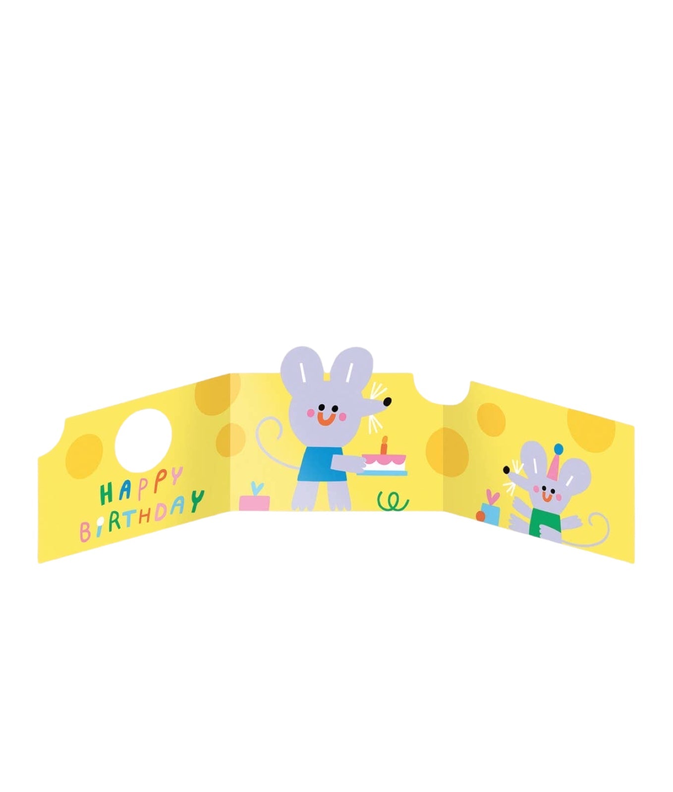 'Mouse In Cheese' Fold Out Kid's Birthday Card - bubblegum market
