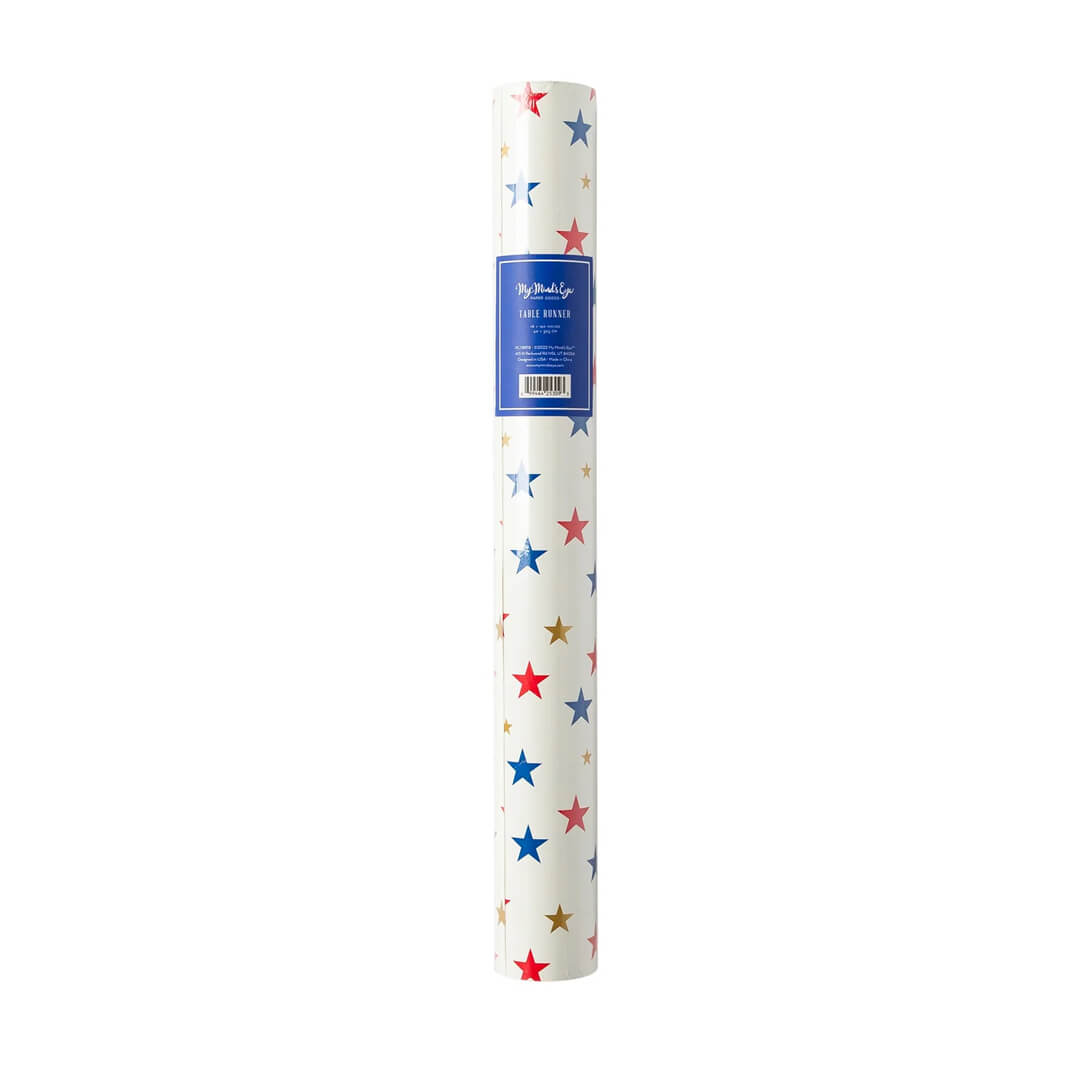 Multi Stars Red, Blue & Gold Paper Table Runner - bubblegum market