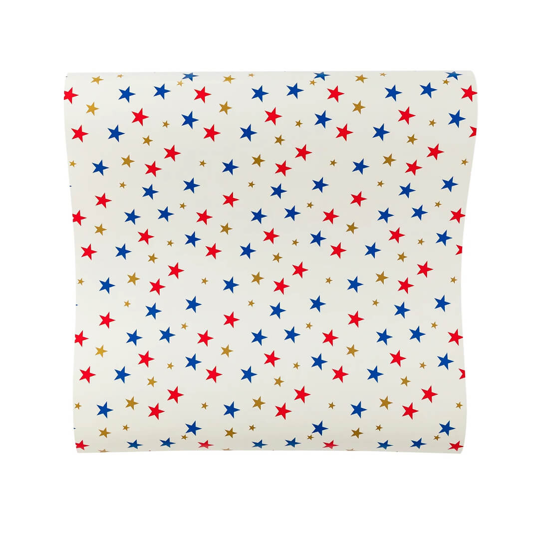Multi Stars Red, Blue & Gold Paper Table Runner - bubblegum market