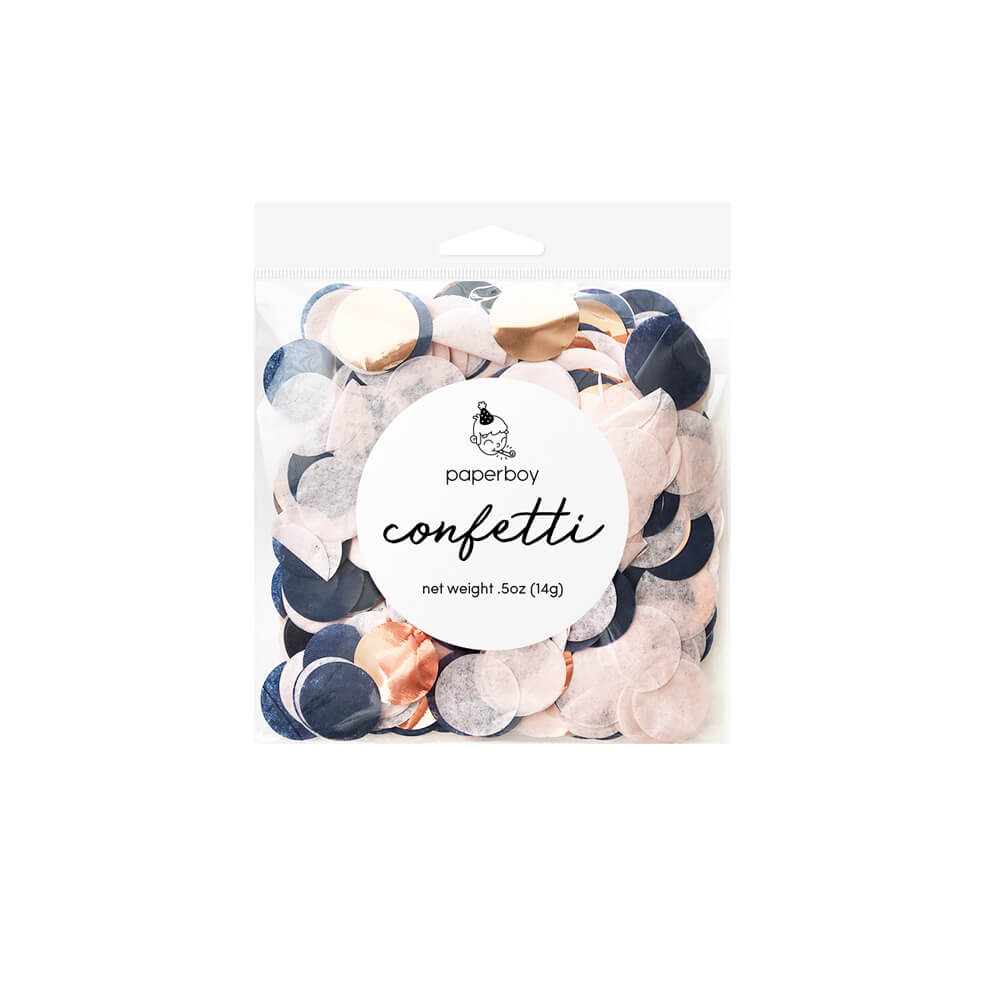 Navy, Blush & Rose Gold Confetti - bubblegum market