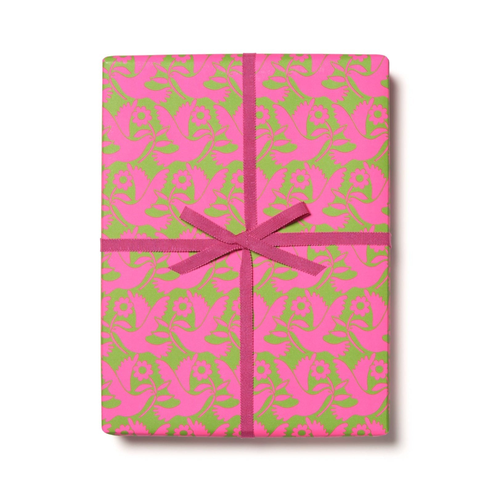 Neon Doves Holiday Wrapping Paper Sheets (Roll of 3) - bubblegum market