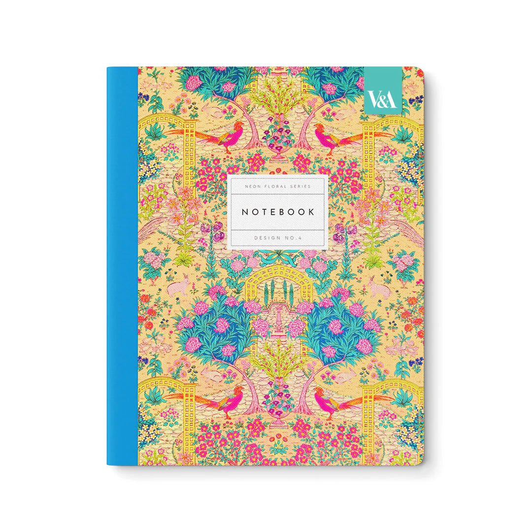 Neon Floral Garden Large Notebook - bubblegum market