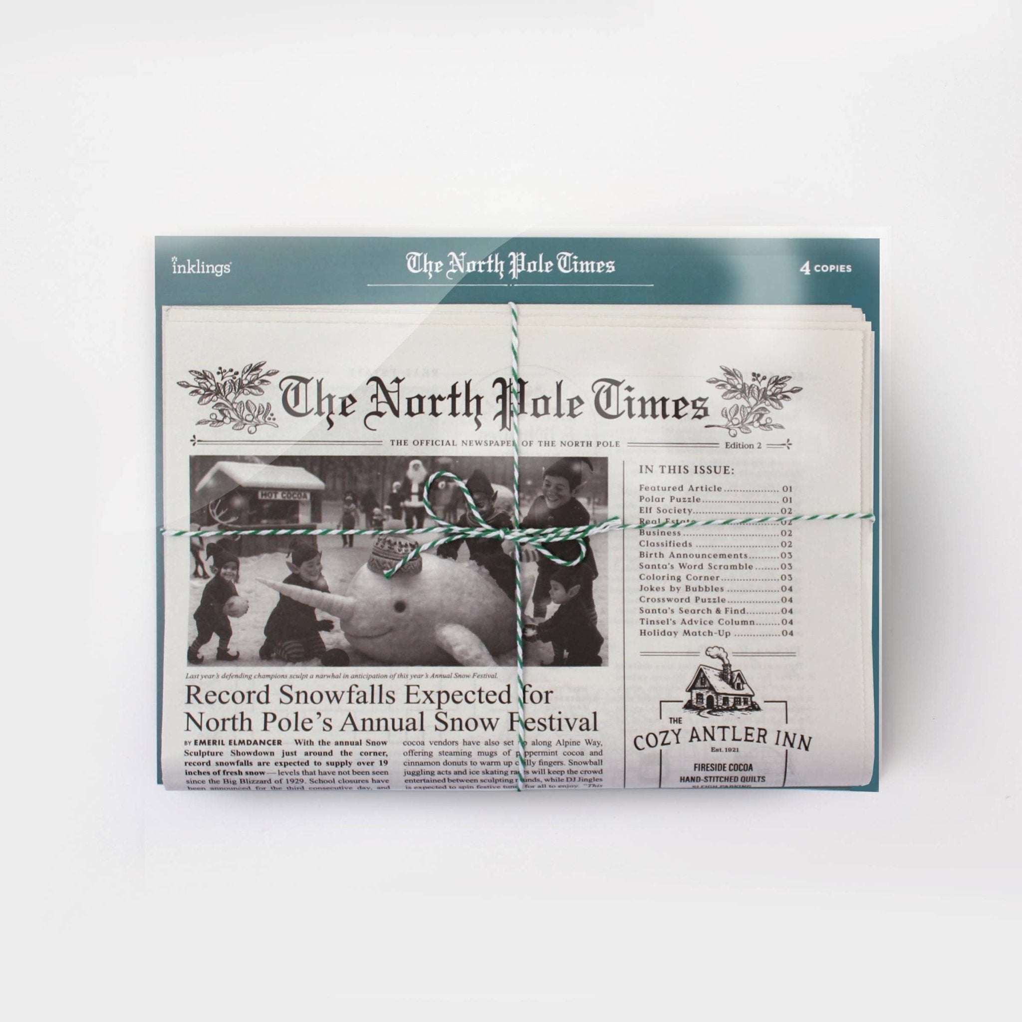 North Pole Times Newspaper Gift Wrap + Activity Sheets (Second Edition) - bubblegum market