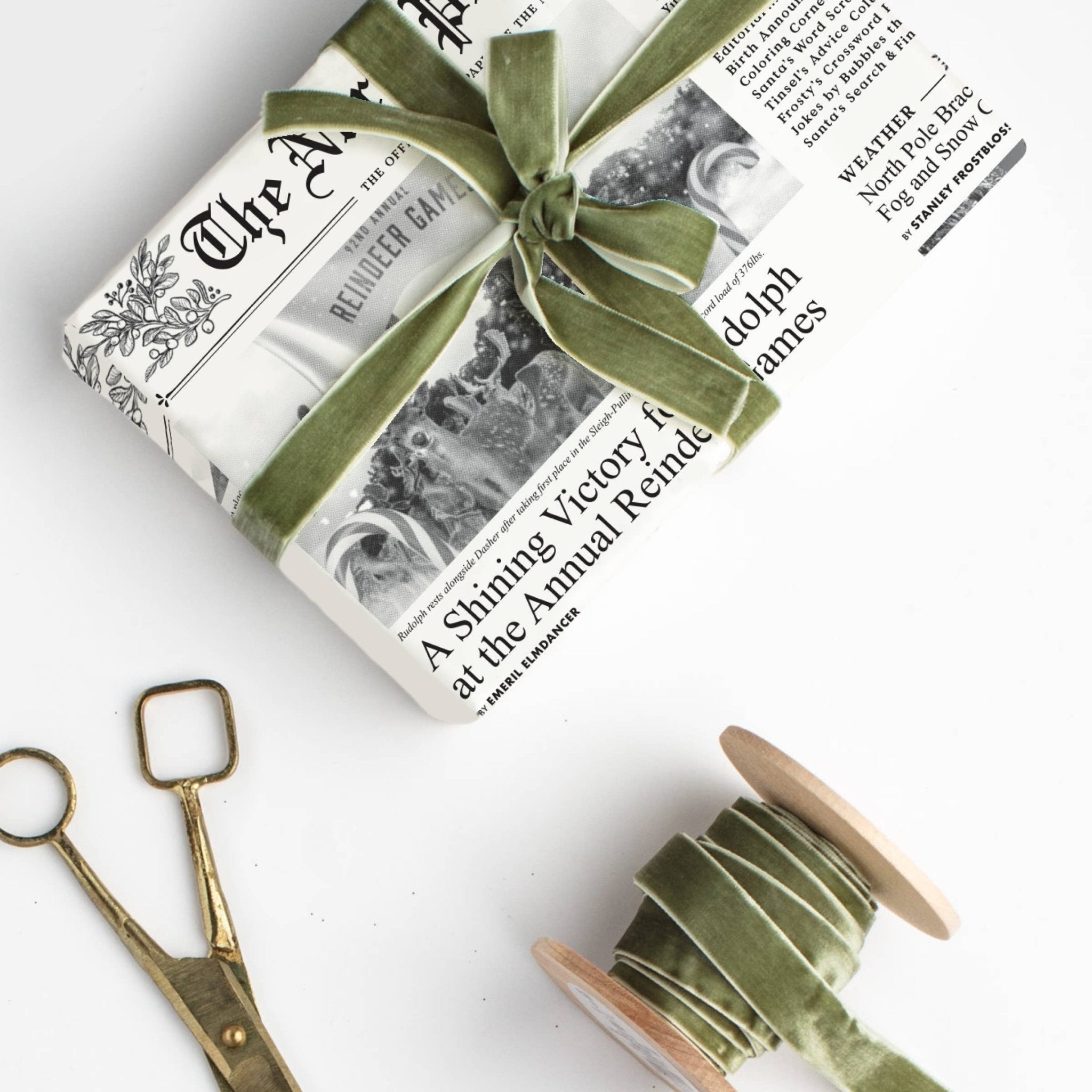 North Pole Times Newspaper Holiday Gift Wrap + Activity Sheets - bubblegum market