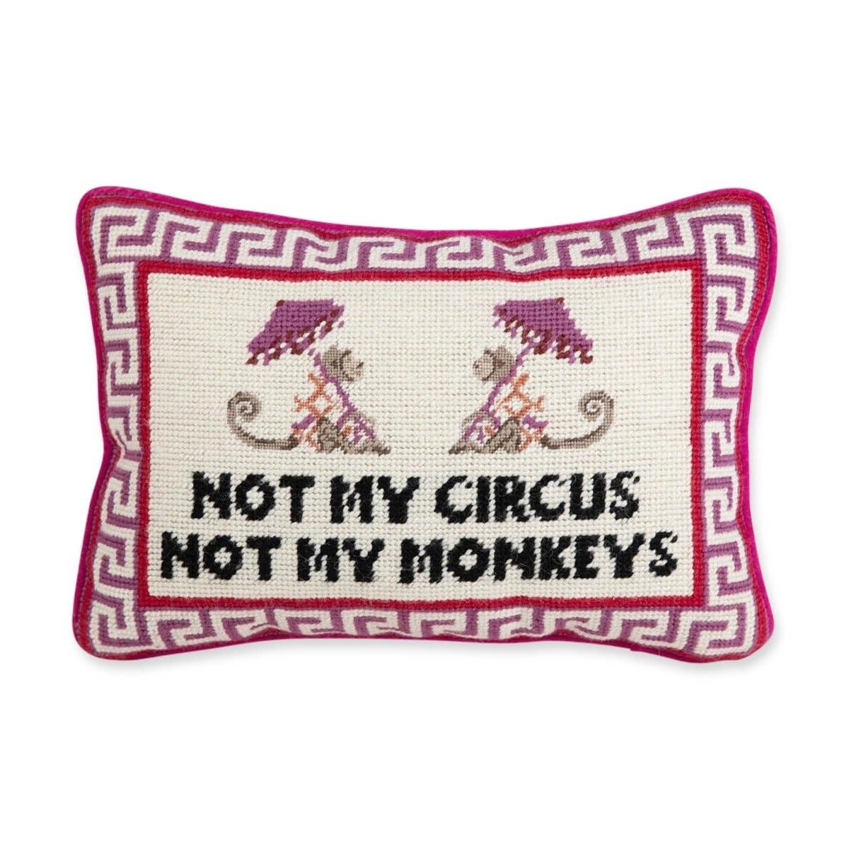 NOT MY CIRCUS Needlepoint Pillow - bubblegum market