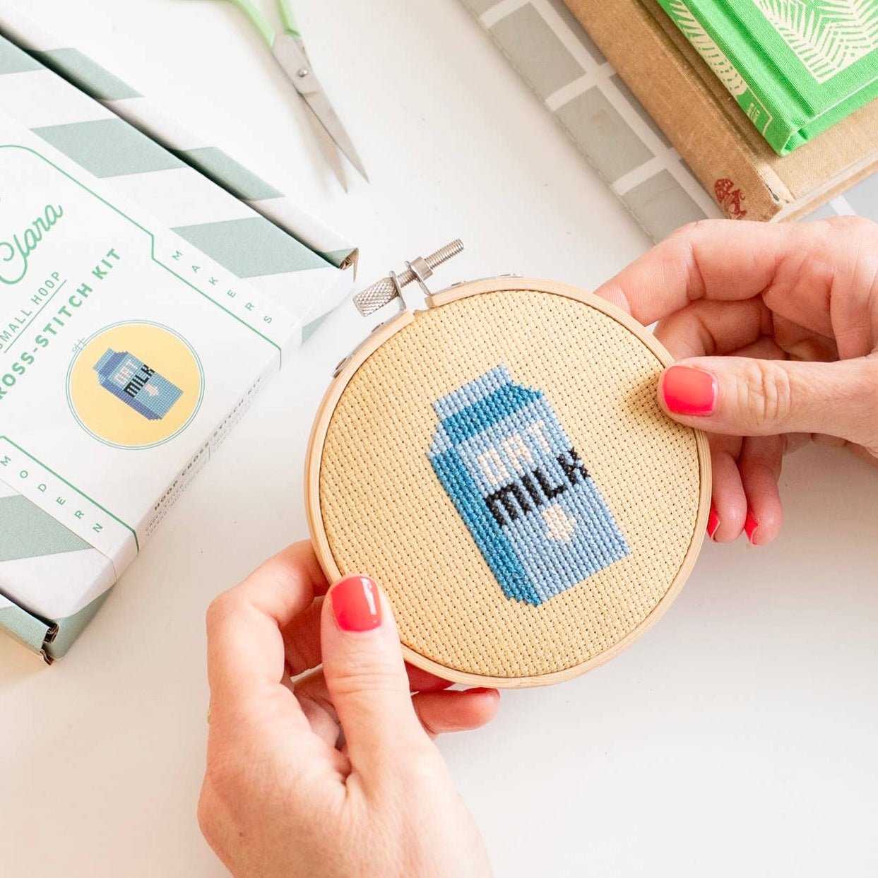 Oat Milk Cross Stitch Kit - bubblegum market