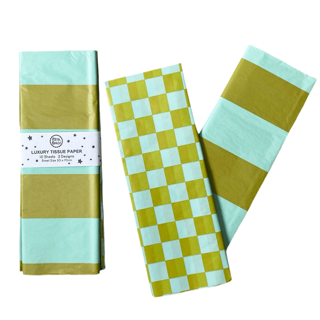 Olive & Turquoise Patterned Tissue Paper - bubblegum market