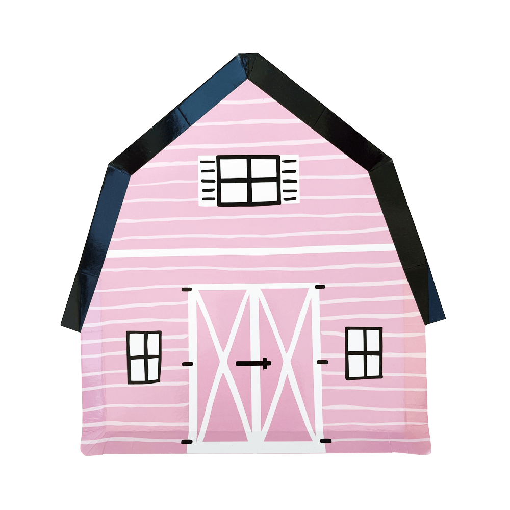 On the Farm Pink Barn Party Plates 9.75" - bubblegum market