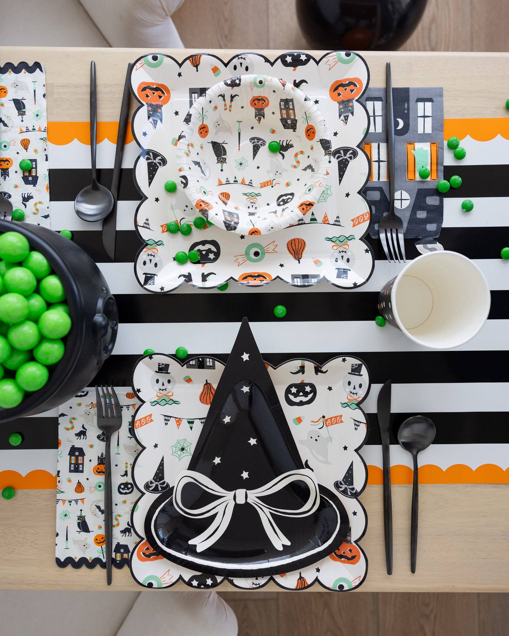 Orange & Black Striped Paper Table Runner - bubblegum market