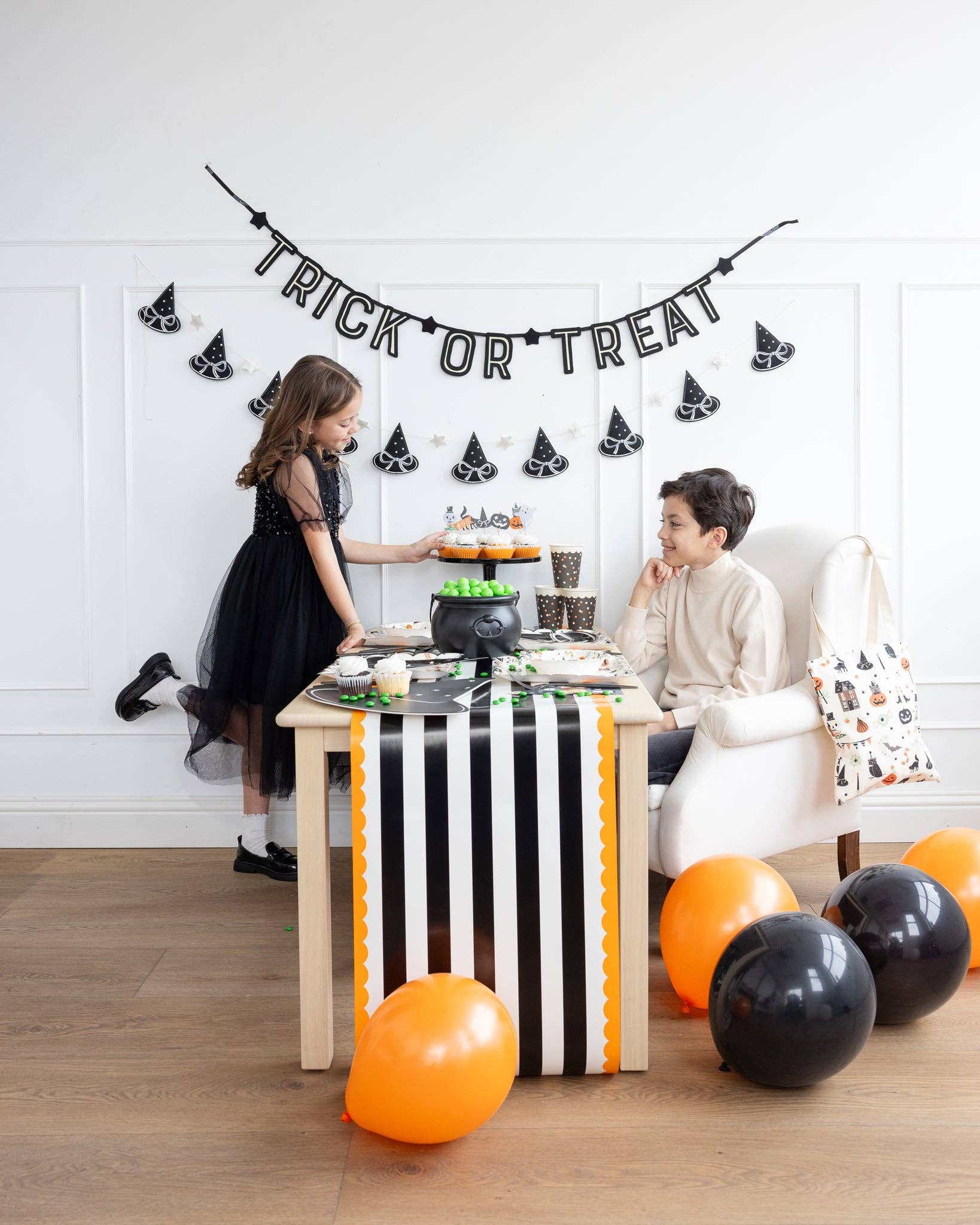 Orange & Black Striped Paper Table Runner - bubblegum market