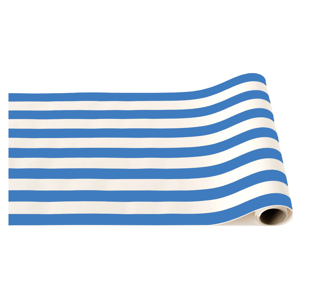 Palisades Blue Cabana Stripe Paper Table Runner - bubblegum market