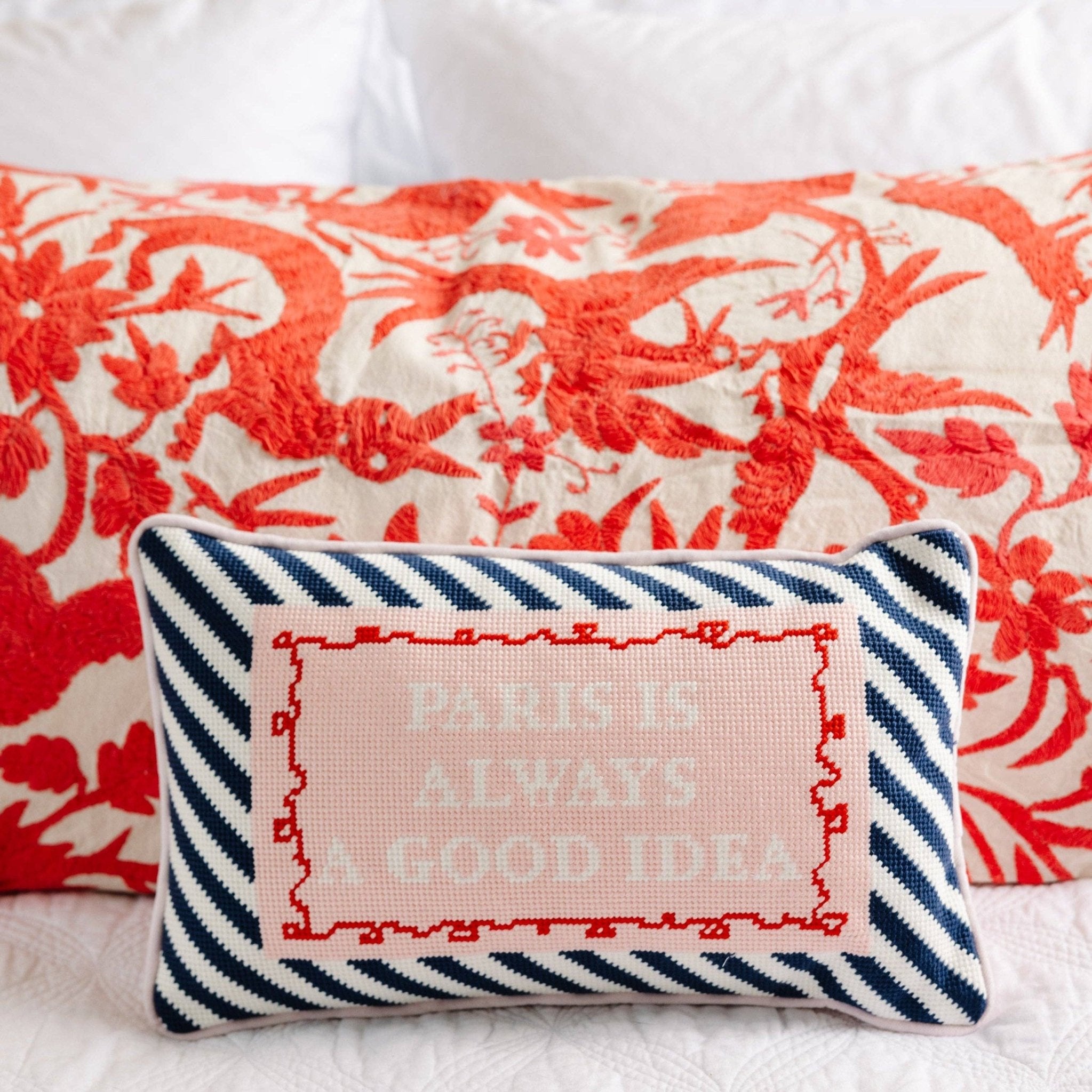 PARIS Needlepoint Pillow - bubblegum market