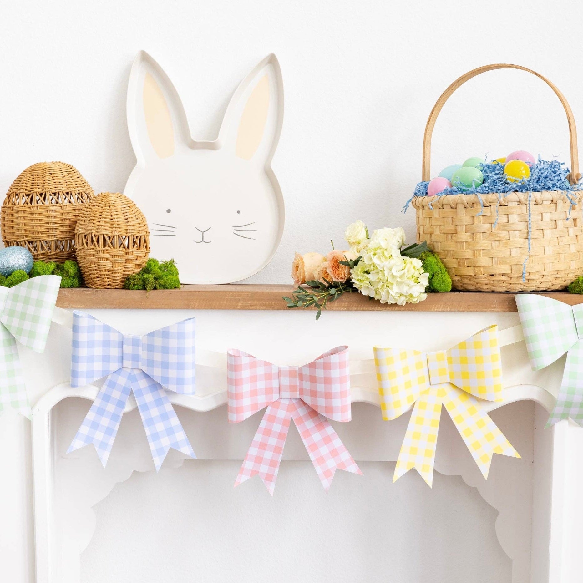 Pastel Gingham Bow Banner - bubblegum market