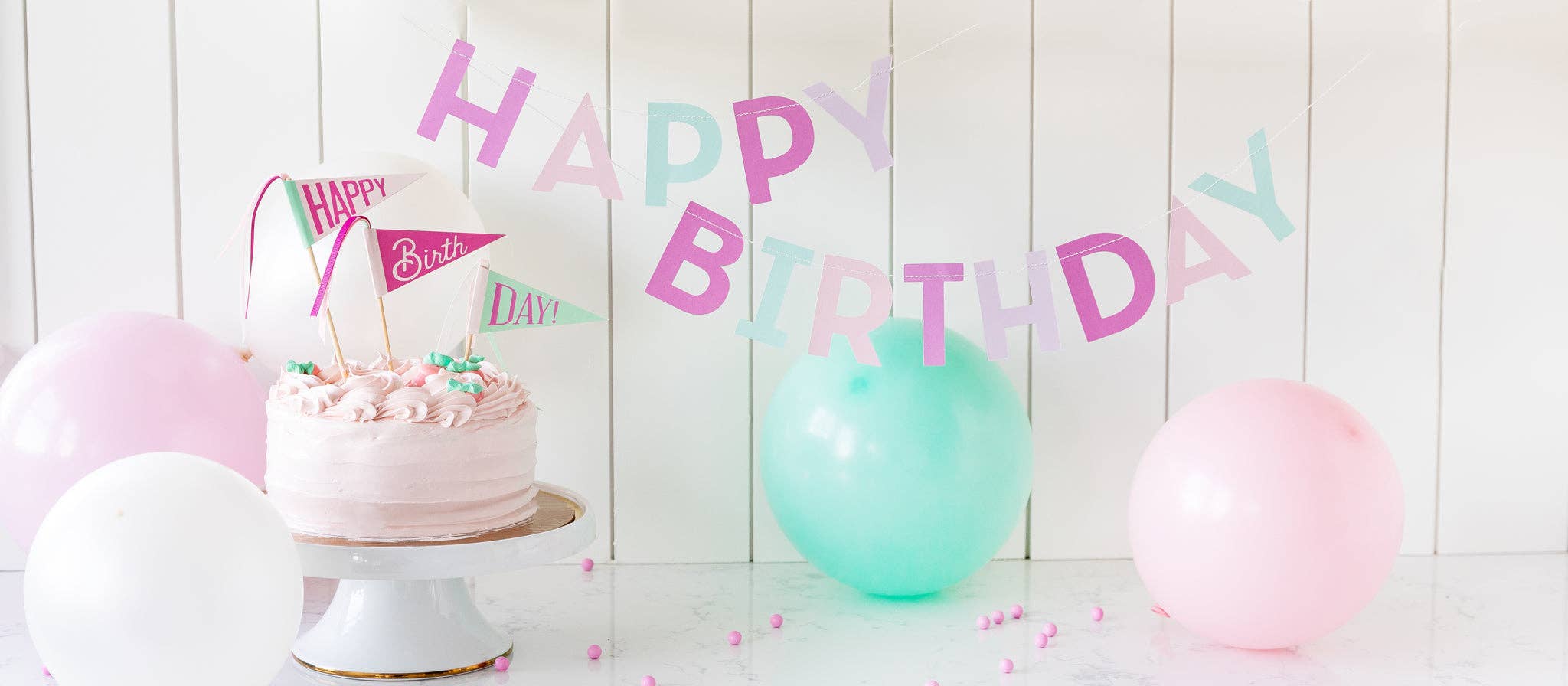 Pastel HAPPY BIRTHDAY Banner - bubblegum market