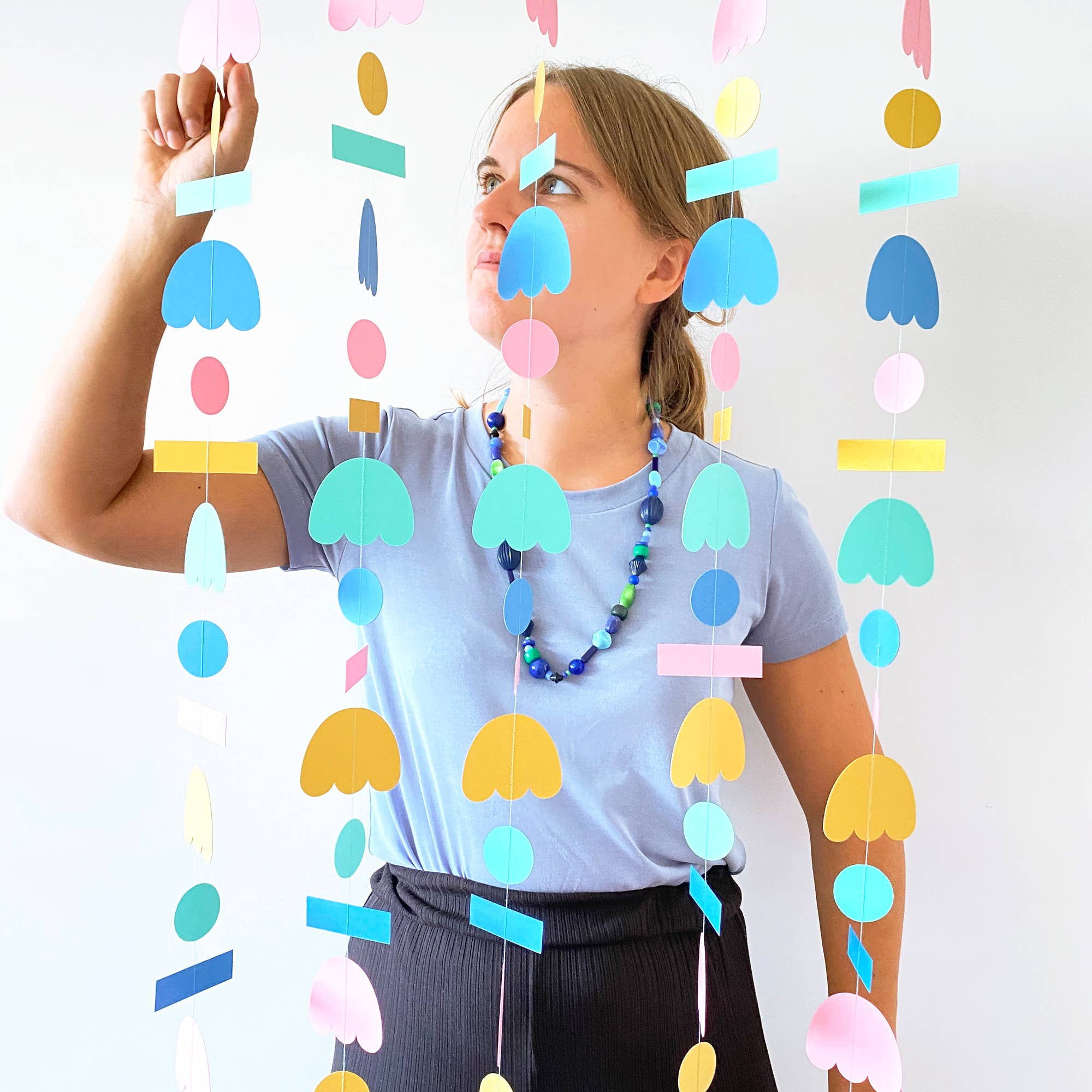 Pastel Paper Shapes Garland - bubblegum market