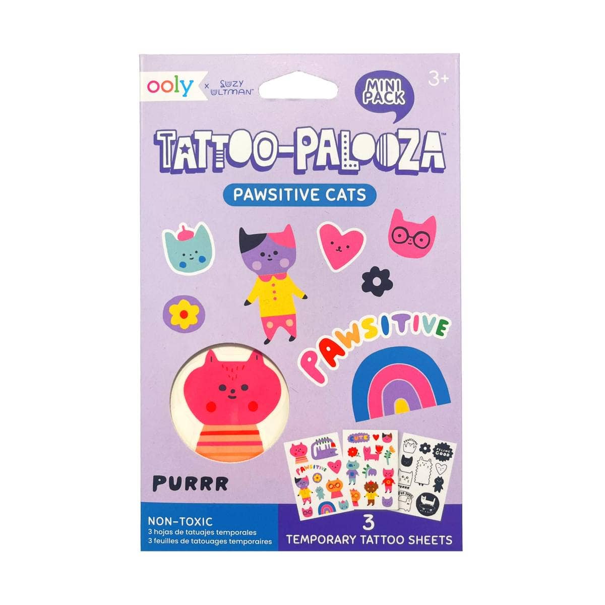 Pawsitive Cat Mini Tattoo Palooza Temporary Tattoos X Suzy Ultman - bubblegum market