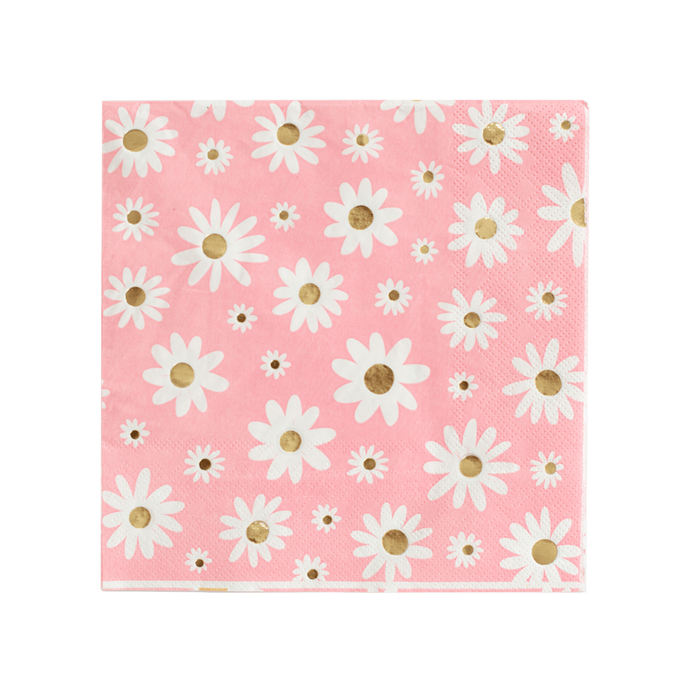Peace & Love Daisy Large Napkins - bubblegum market