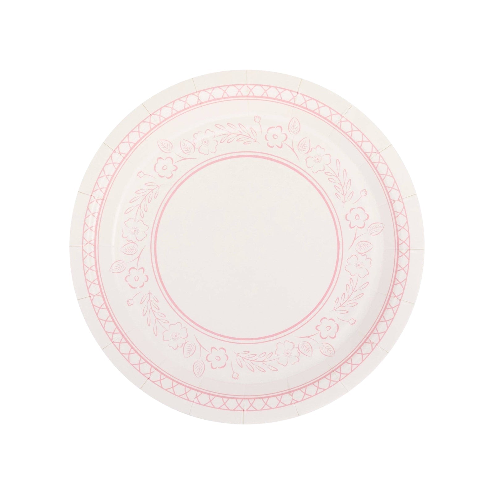 Pembroke Pink Floral Border Dessert Plates 7" - bubblegum market