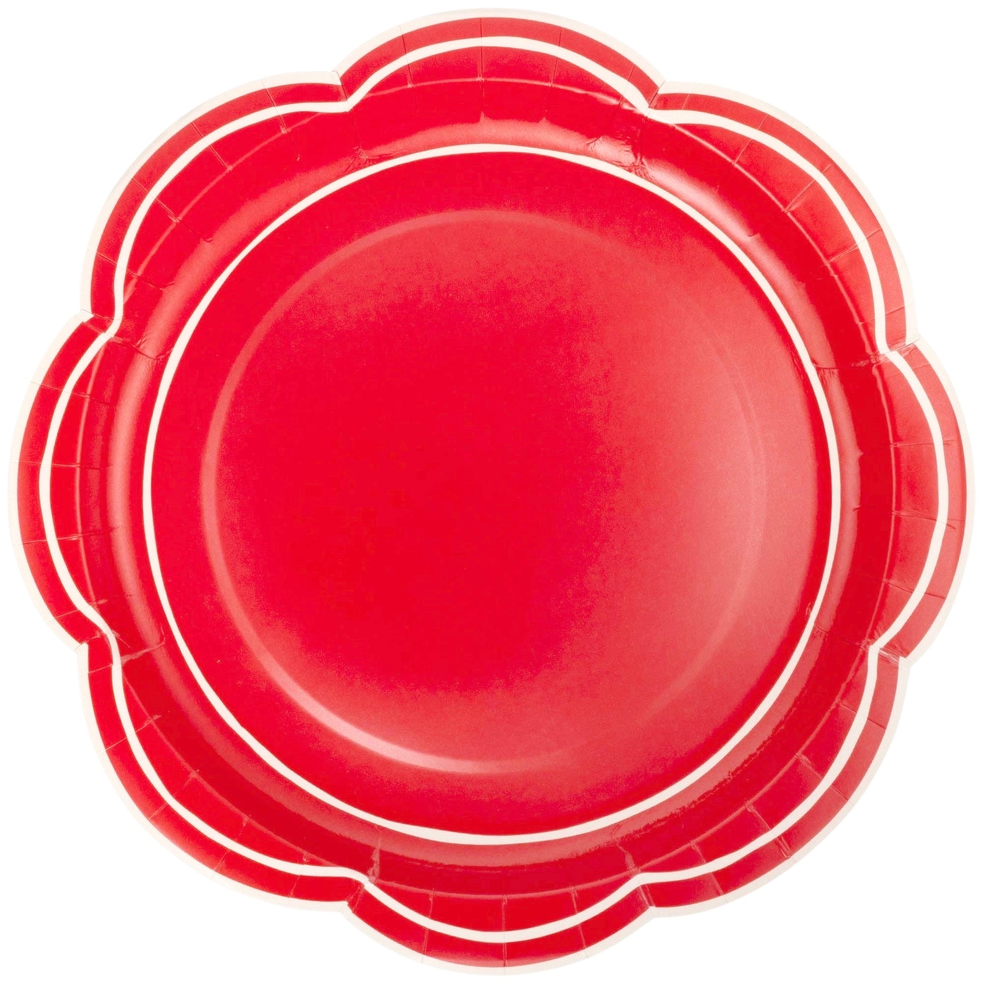Pembroke Red Lines Scalloped Plates 11" - bubblegum market