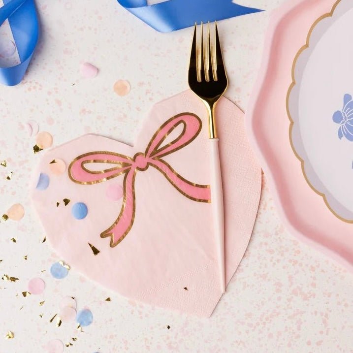 Petal Pink Bow Heart Napkins - bubblegum market