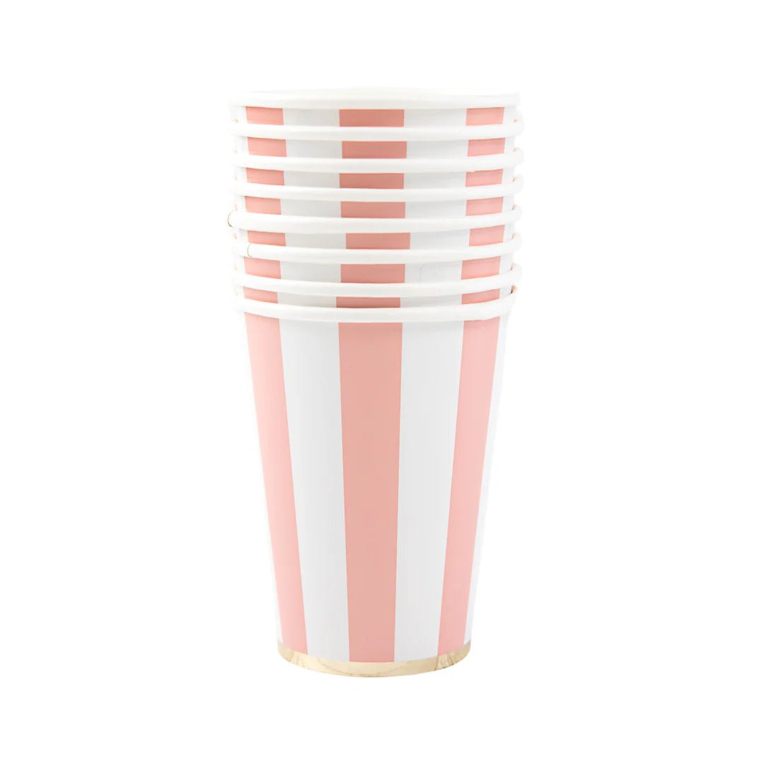 Petal Pink Cabana Stripe Paper Party Cups - bubblegum market