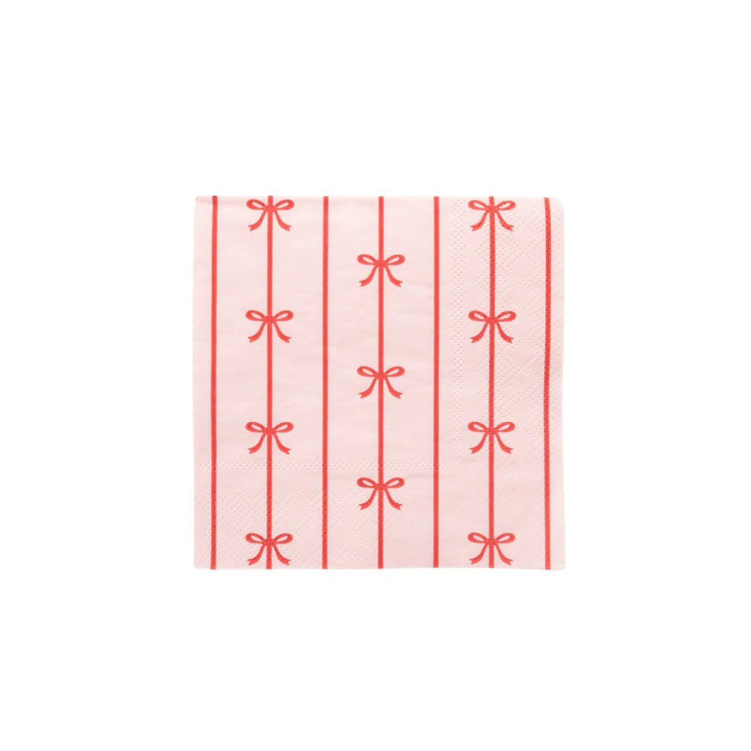 Petal Pink / Cherry Red Signature Bow Small Napkins - bubblegum market