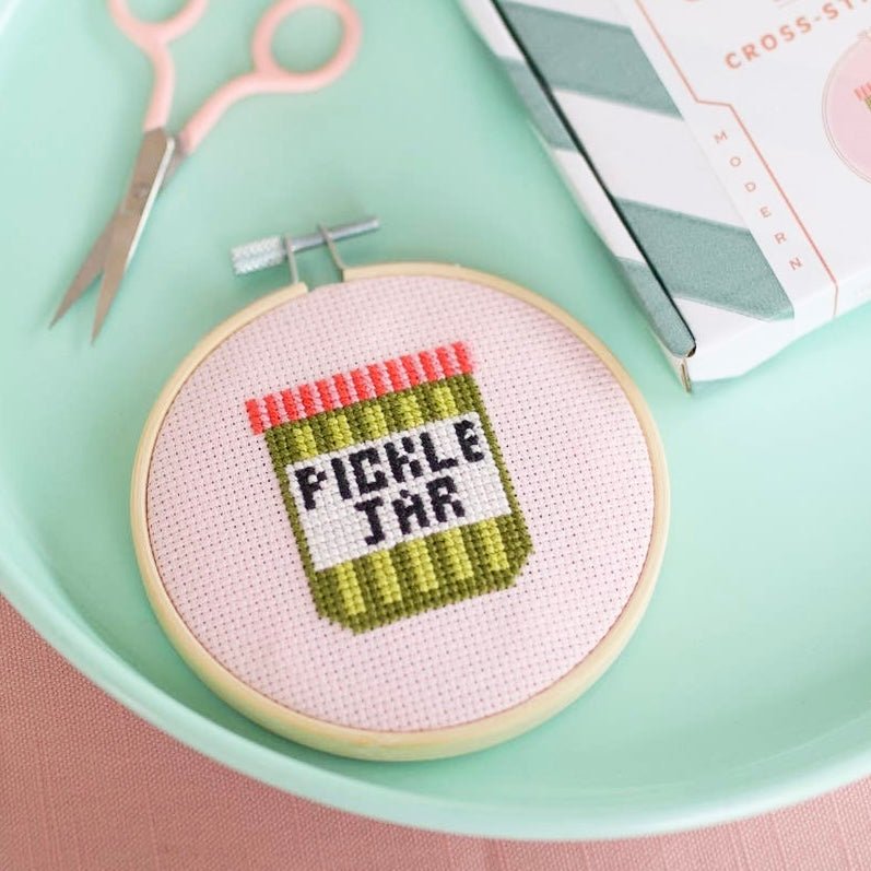 Pickle Jar Cross Stitch Kit - bubblegum market