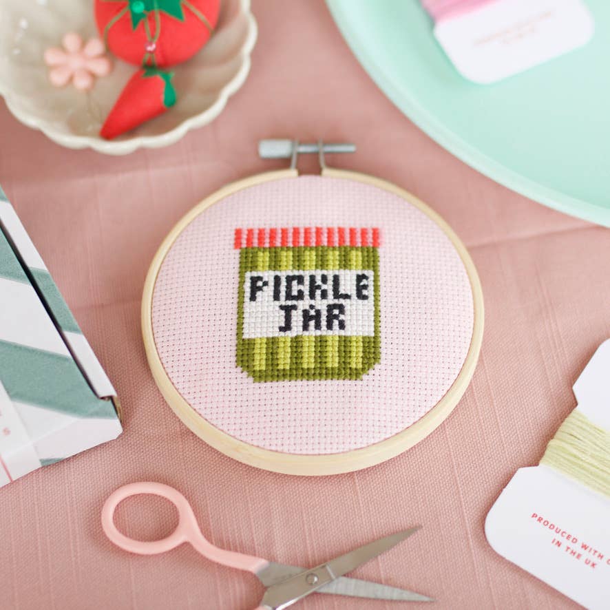 Pickle Jar Cross Stitch Kit - bubblegum market