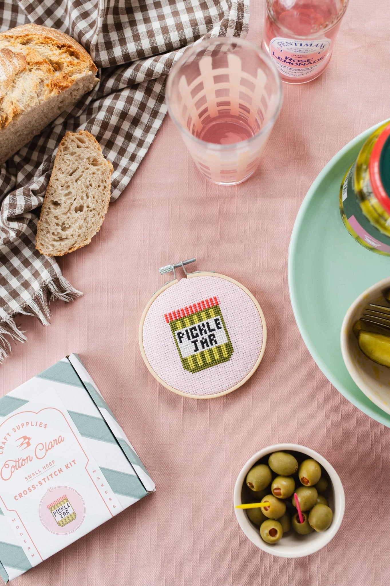 Pickle Jar Cross Stitch Kit - bubblegum market