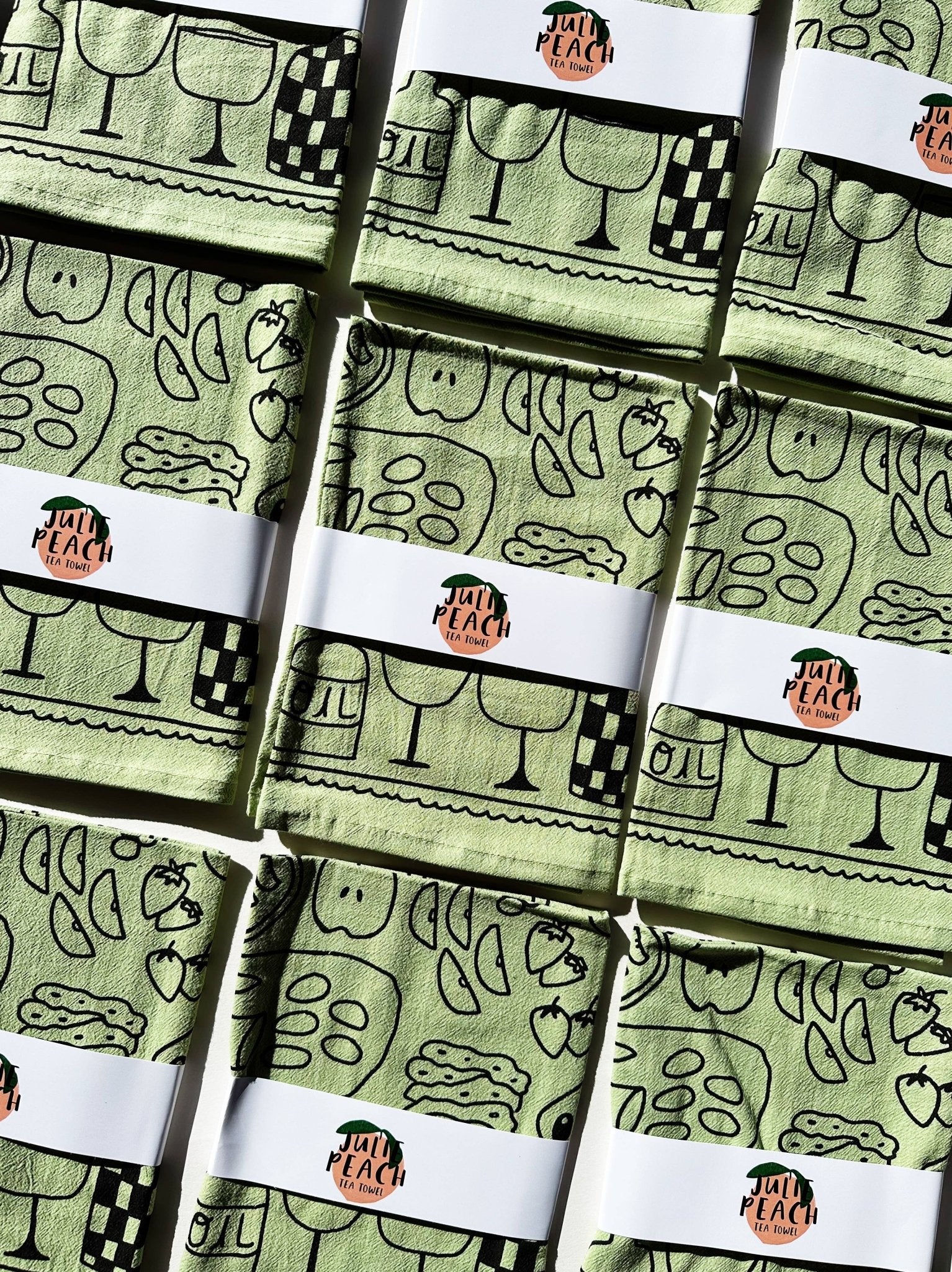 Picnic on Sage Green Tea Towel - bubblegum market