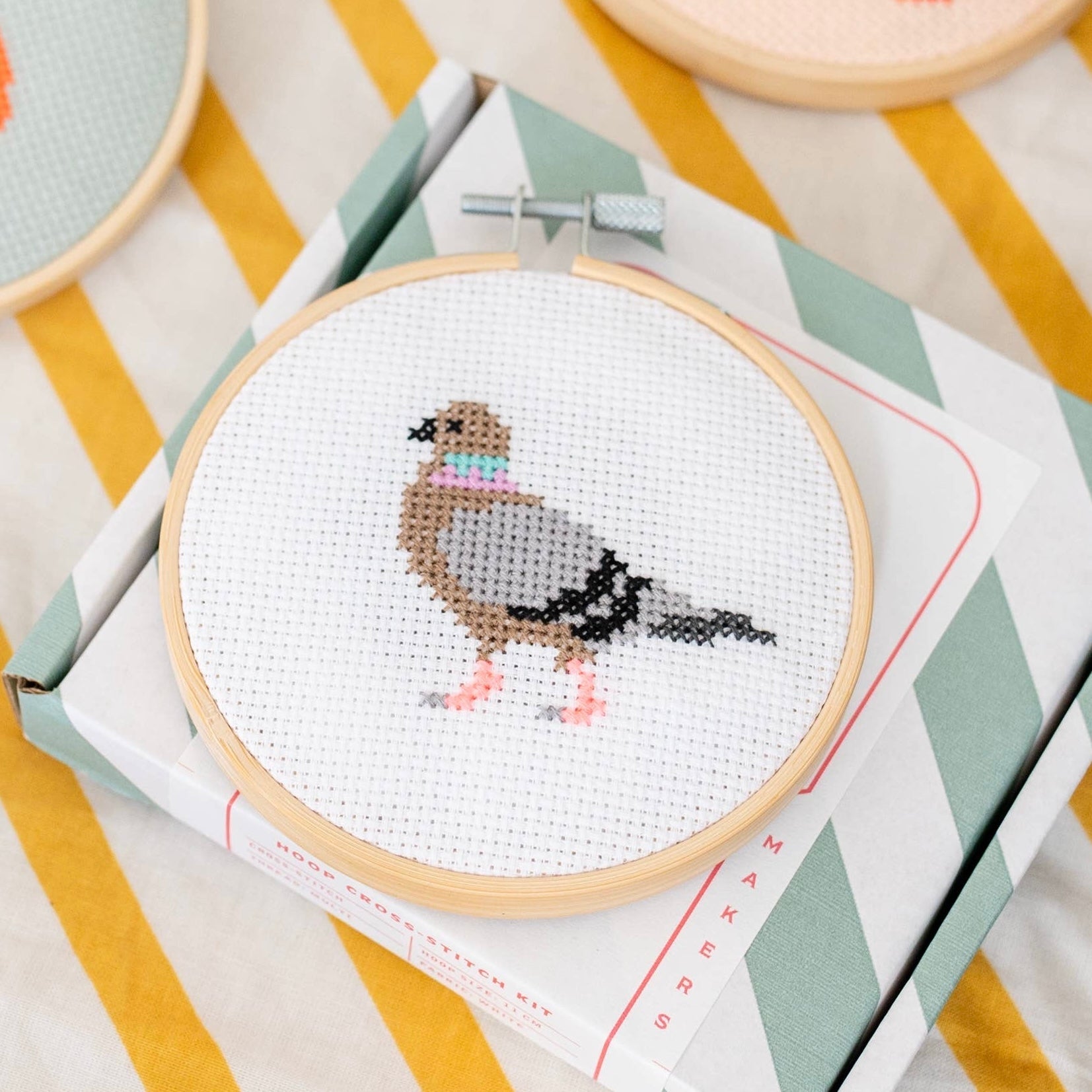 Pigeon Cross Stitch Kit - bubblegum market