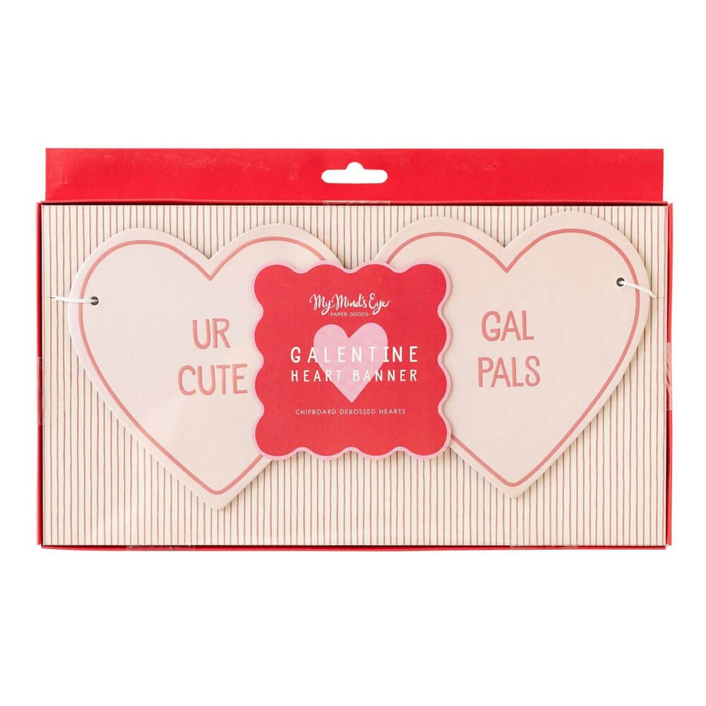 Pink Chipboard Heart Banner - bubblegum market