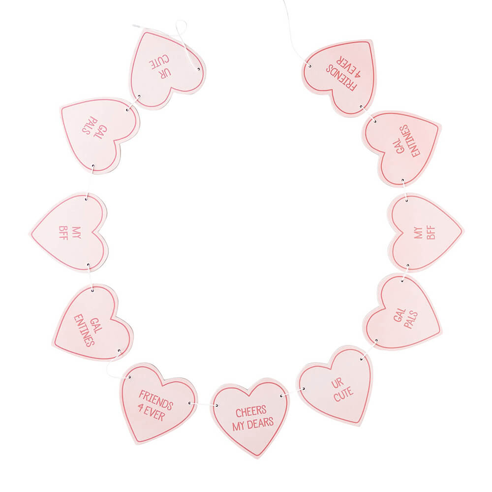 Pink Chipboard Heart Banner - bubblegum market