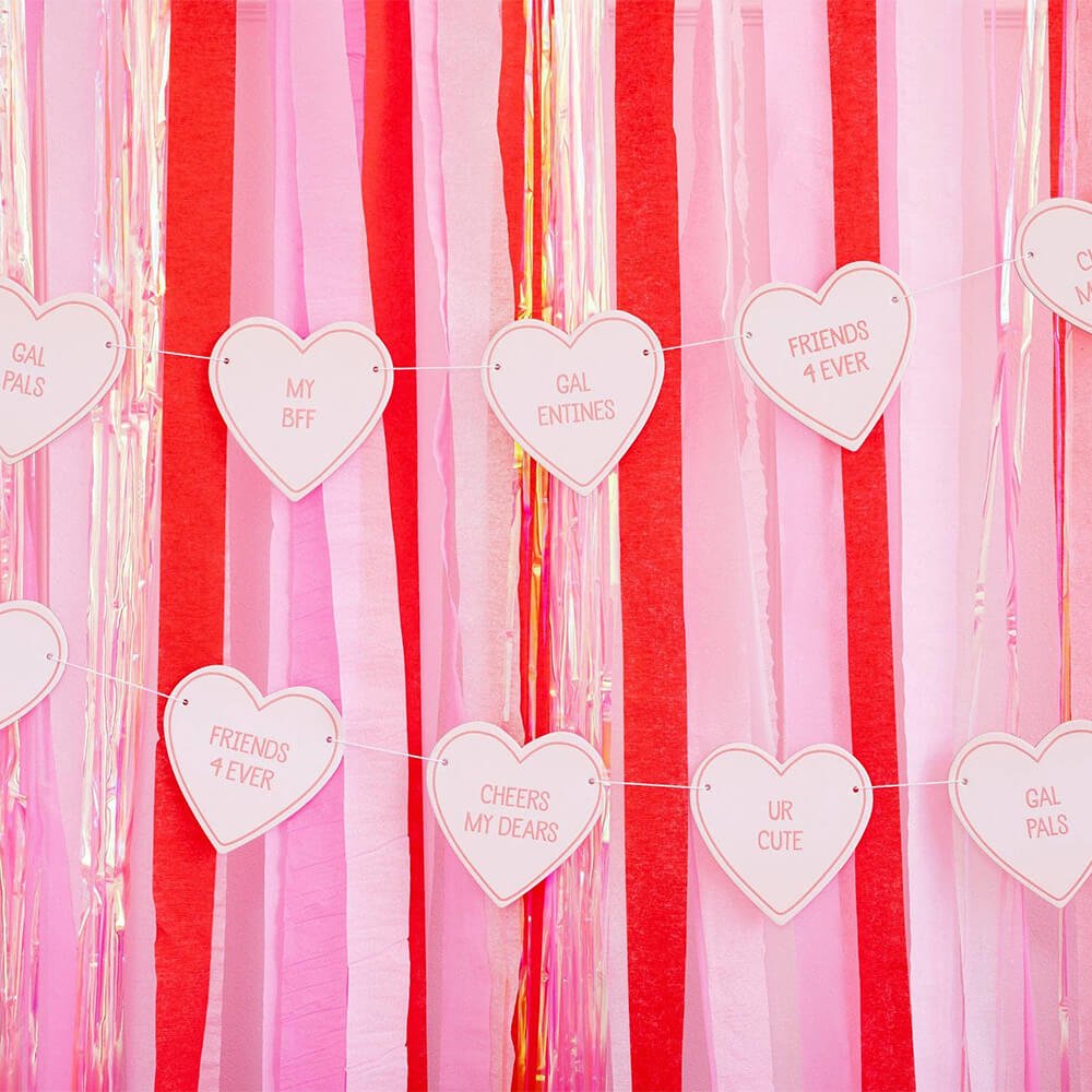 Pink Chipboard Heart Banner - bubblegum market