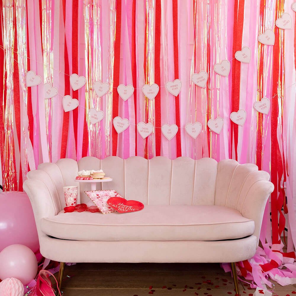 Pink Chipboard Heart Banner - bubblegum market