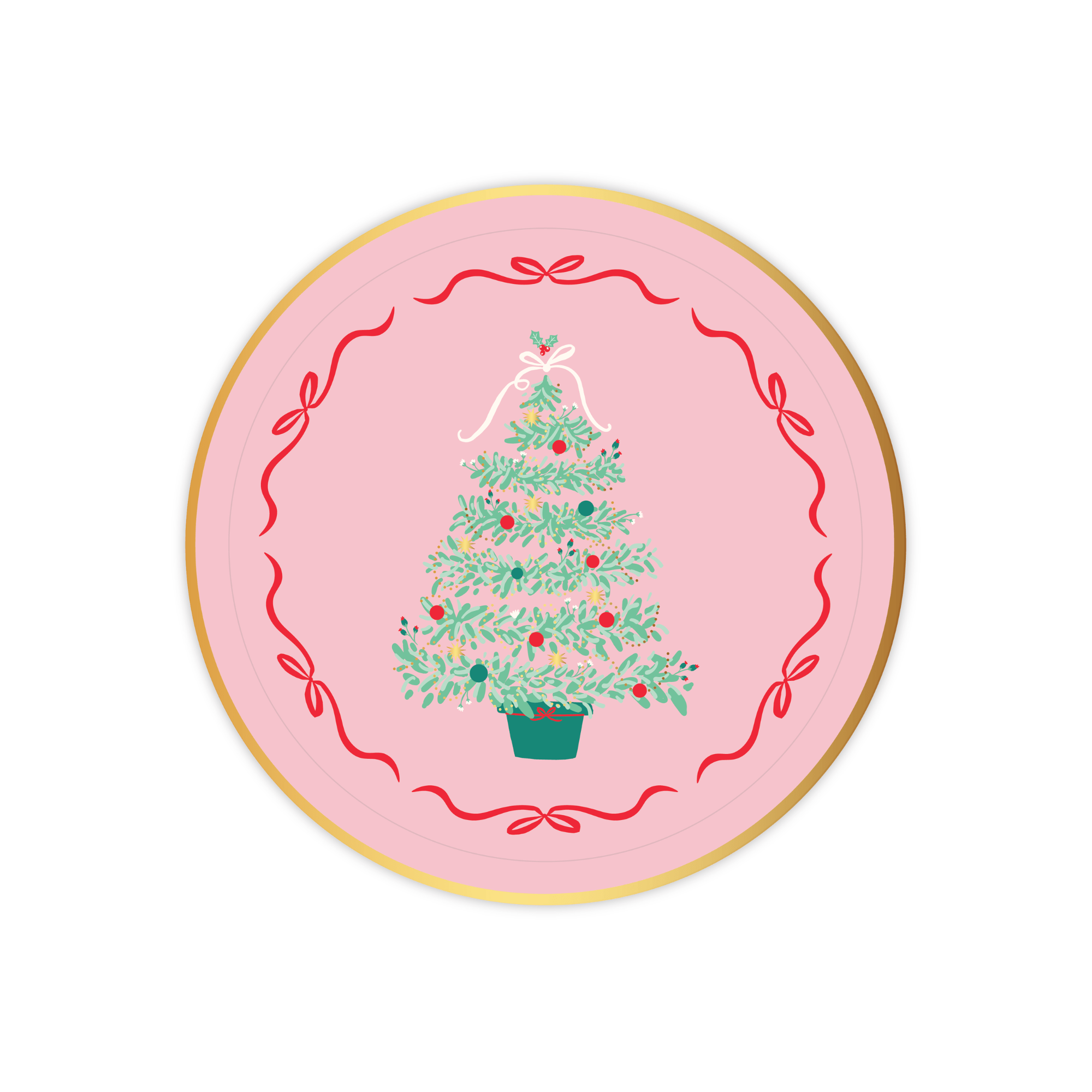 Pink Christmas Tree Dessert Plates 8" - bubblegum market