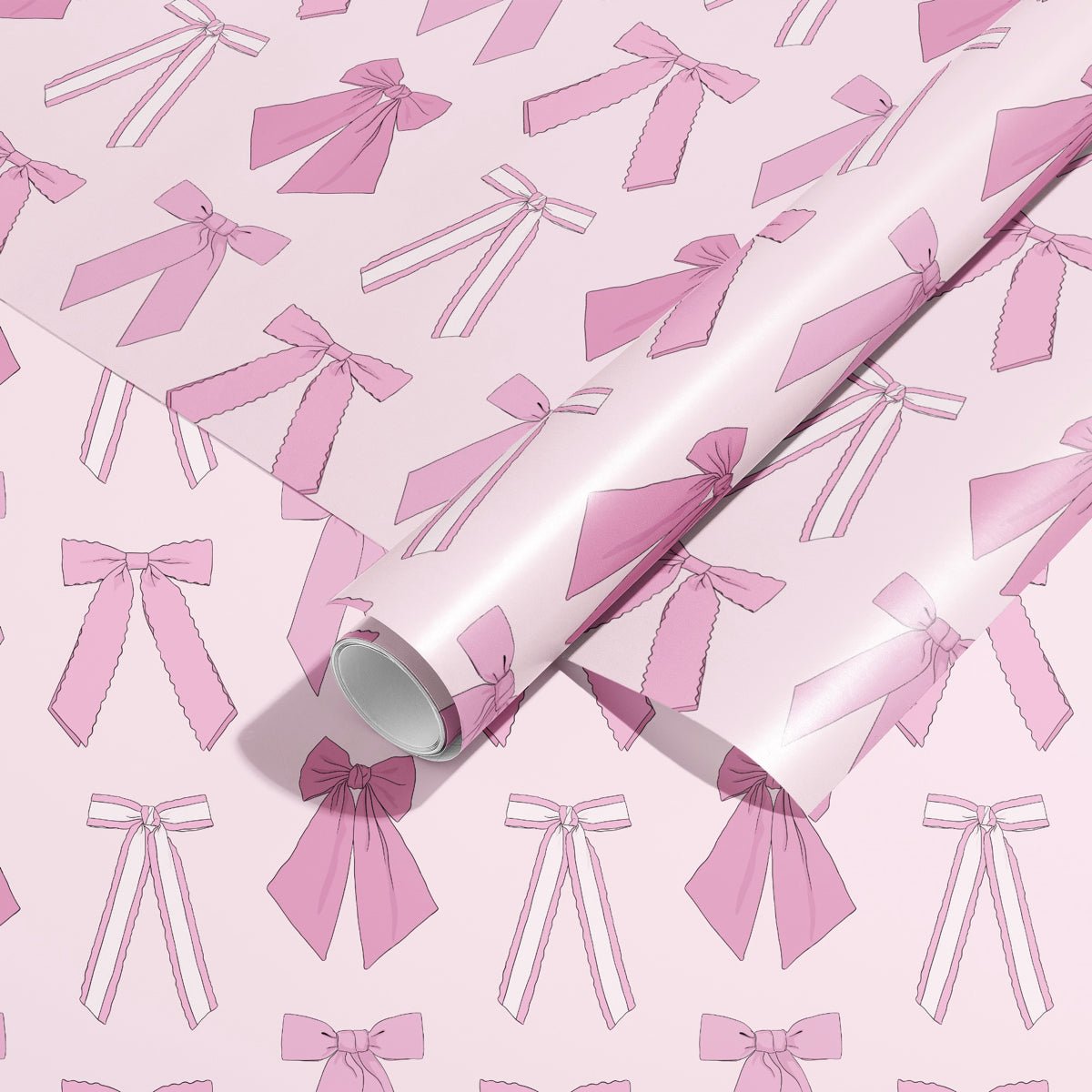 Pink Coquette Bows Wrapping Paper Continuous 10ft Roll - bubblegum market